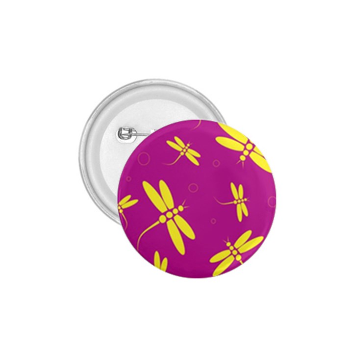 Purple and yellow dragonflies pattern 1.75  Buttons