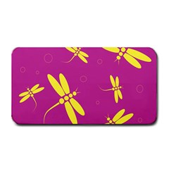 Purple And Yellow Dragonflies Pattern Medium Bar Mats by Valentinaart