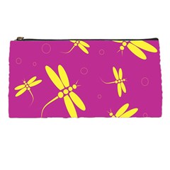 Purple And Yellow Dragonflies Pattern Pencil Cases by Valentinaart