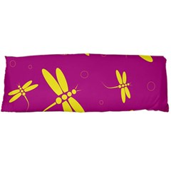 Purple And Yellow Dragonflies Pattern Body Pillow Case Dakimakura (two Sides) by Valentinaart