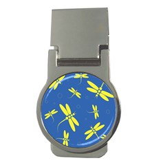 Blue And Yellow Dragonflies Pattern Money Clips (round) 