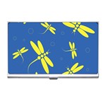 Blue and yellow dragonflies pattern Business Card Holders Front