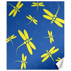 Blue And Yellow Dragonflies Pattern Canvas 8  X 10  by Valentinaart