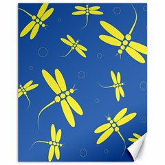 Blue And Yellow Dragonflies Pattern Canvas 11  X 14   by Valentinaart