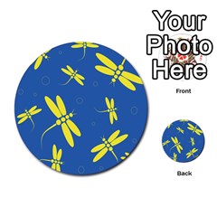 Blue And Yellow Dragonflies Pattern Multi-purpose Cards (round)  by Valentinaart