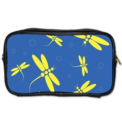 Blue And Yellow Dragonflies Pattern Toiletries Bags 2-side