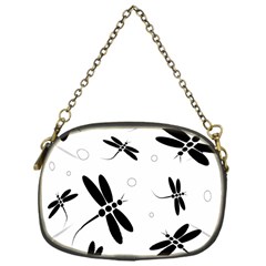 Black And White Dragonflies Chain Purses (one Side)  by Valentinaart