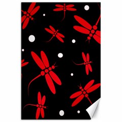 Red, Black And White Dragonflies Canvas 20  X 30  