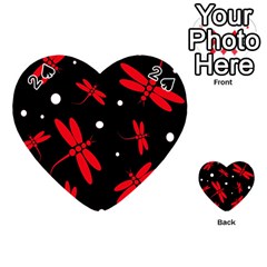 Red, Black And White Dragonflies Playing Cards 54 (heart) 