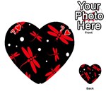 Red, black and white dragonflies Playing Cards 54 (Heart)  Front - Heart7