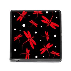 Red, Black And White Dragonflies Memory Card Reader (square) by Valentinaart