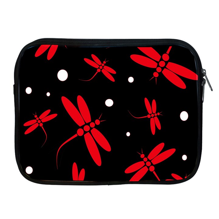 Red, black and white dragonflies Apple iPad 2/3/4 Zipper Cases