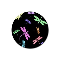 Pastel Dragonflies Rubber Round Coaster (4 Pack)  by Valentinaart