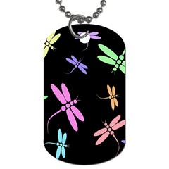 Pastel Dragonflies Dog Tag (two Sides) by Valentinaart