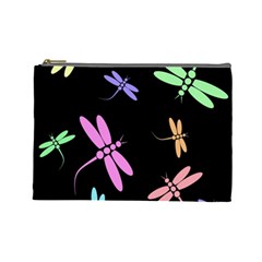 Pastel Dragonflies Cosmetic Bag (large)  by Valentinaart