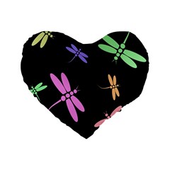 Pastel Dragonflies Standard 16  Premium Heart Shape Cushions by Valentinaart