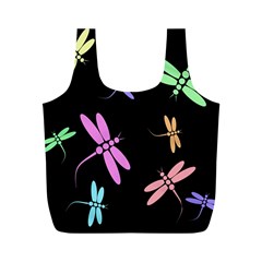 Pastel Dragonflies Full Print Recycle Bags (m)  by Valentinaart