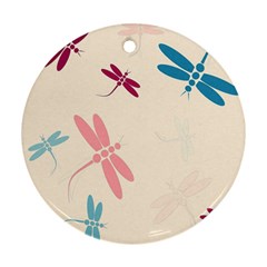 Pastel Dragonflies  Round Ornament (two Sides)  by Valentinaart