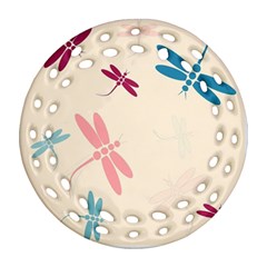Pastel Dragonflies  Round Filigree Ornament (2side) by Valentinaart