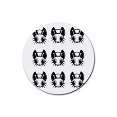 Black And White Fireflies Patten Rubber Coaster (round)  by Valentinaart