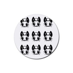 Black And White Fireflies Patten Rubber Round Coaster (4 Pack)  by Valentinaart