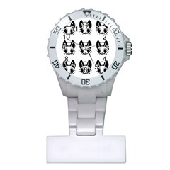 Black And White Fireflies Patten Plastic Nurses Watch by Valentinaart