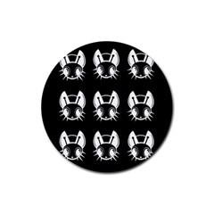 White And Black Fireflies  Rubber Round Coaster (4 Pack)  by Valentinaart