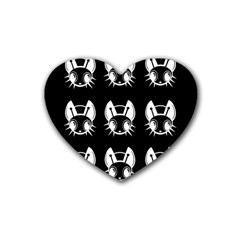 White And Black Fireflies  Rubber Coaster (heart)  by Valentinaart