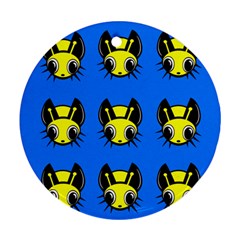 Yellow and blue firefies Round Ornament (Two Sides) 