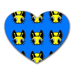 Yellow and blue firefies Heart Mousepads