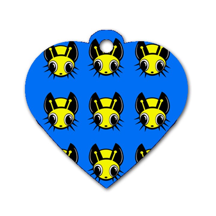 Yellow and blue firefies Dog Tag Heart (One Side)