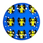 Yellow and blue firefies Round Filigree Ornament (2Side) Front