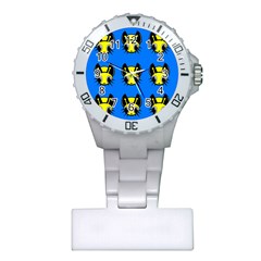 Yellow and blue firefies Plastic Nurses Watch