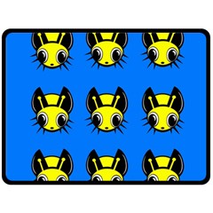 Yellow and blue firefies Double Sided Fleece Blanket (Large) 