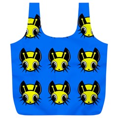 Yellow and blue firefies Full Print Recycle Bags (L) 