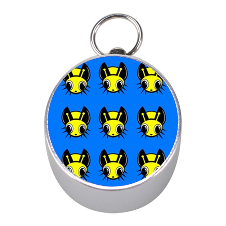 Yellow and blue firefies Mini Silver Compasses