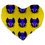 Blue and yellow fireflies Large 19  Premium Heart Shape Cushions Front