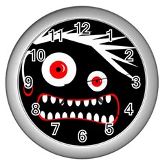 Crazy Monster Wall Clocks (silver)  by Valentinaart