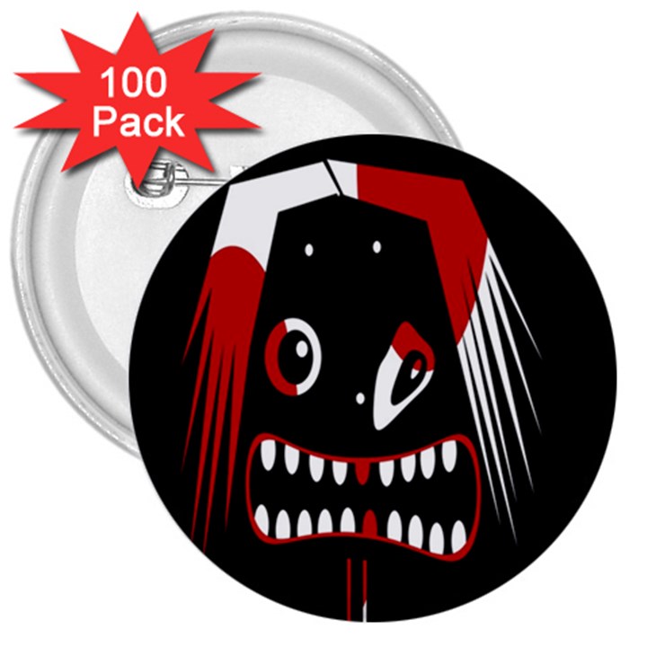 Zombie face 3  Buttons (100 pack) 