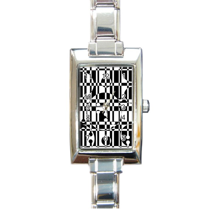 Black and white pattern Rectangle Italian Charm Watch