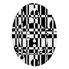 Black And White Pattern Ornament (oval)  by Valentinaart