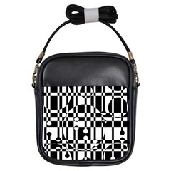 Black And White Pattern Girls Sling Bags by Valentinaart