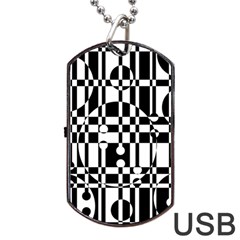 Black And White Pattern Dog Tag Usb Flash (two Sides)  by Valentinaart