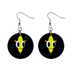 Yellow fish Mini Button Earrings