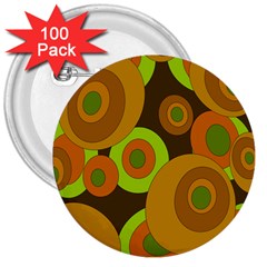 Brown pattern 3  Buttons (100 pack) 