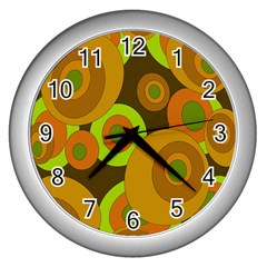 Brown pattern Wall Clocks (Silver) 