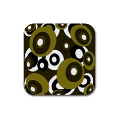 Green pattern Rubber Square Coaster (4 pack) 