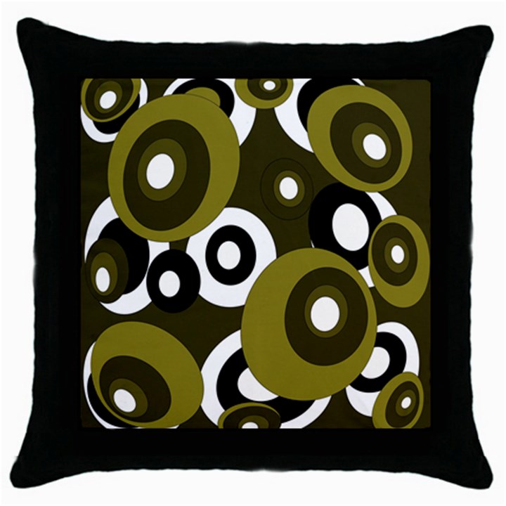 Green pattern Throw Pillow Case (Black)