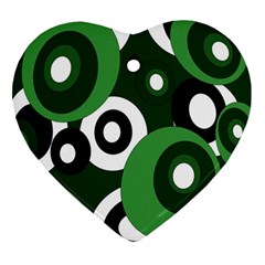 Green Pattern Heart Ornament (2 Sides) by Valentinaart