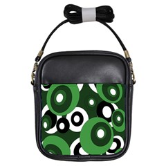 Green Pattern Girls Sling Bags by Valentinaart